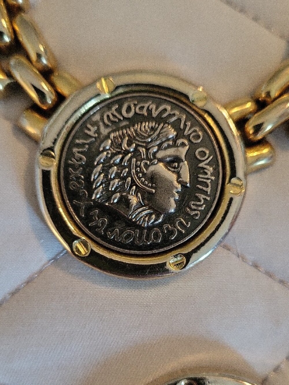 Gold-Tone Coin Medallion Necklace, Bracelet And Clip-on Earring Set - Picture 2 of 5